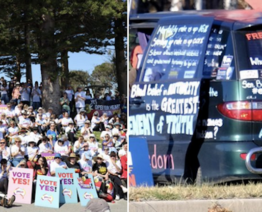 Australia's The Voice vote . . . passionate supporters for both the "yes" and "no" camps