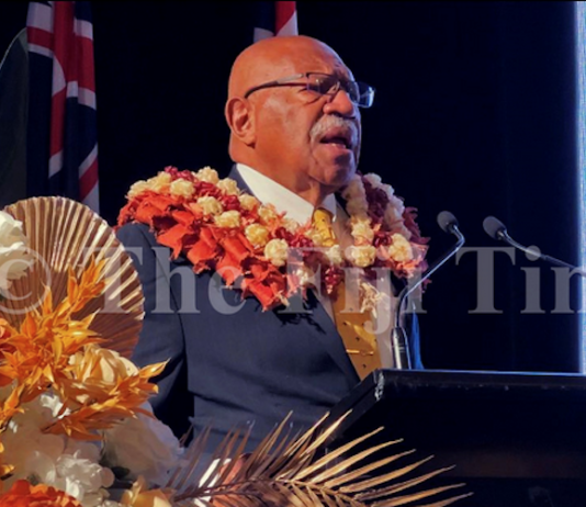 Prime Minister Sitiveni Rabuka speaks to the Fijian community in Sydney