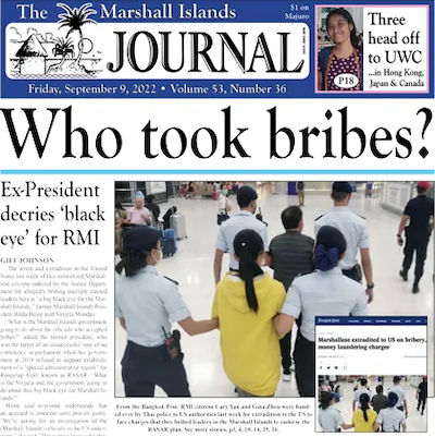 The Marshall Islands Journal’s front page on 9 September 2022