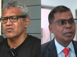 University of the South Pacific Union president Reuben Colata and Professor Biman Prasad