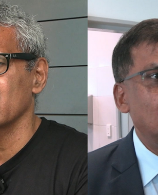 University of the South Pacific Union president Reuben Colata and Professor Biman Prasad