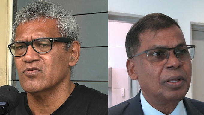 University of the South Pacific Union president Reuben Colata and Professor Biman Prasad