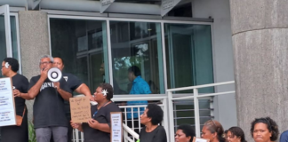 University of the South Pacific protesting in black