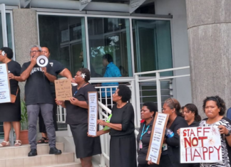 University of the South Pacific protesting in black