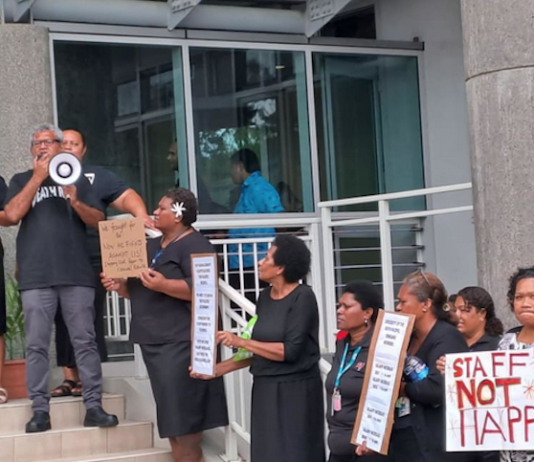 University of the South Pacific protesting in black