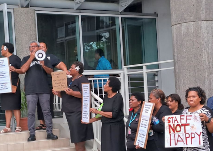 University of the South Pacific protesting in black