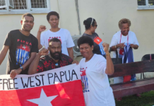Piango Pacific activists in Fiji prepare their Morning Star flags