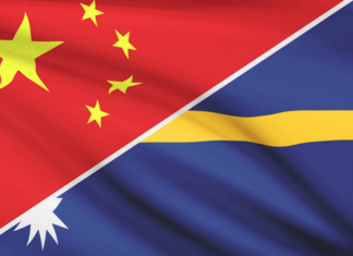 Rival flags of China and Taiwan