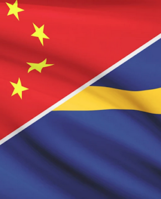 Rival flags of China and Taiwan