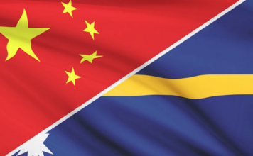 Rival flags of China and Taiwan
