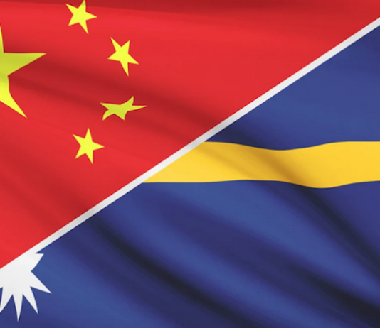 Rival flags of China and Taiwan