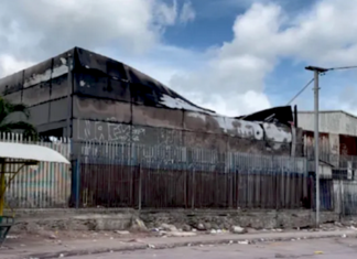 The charred ruins of Gerehu's central shopping district