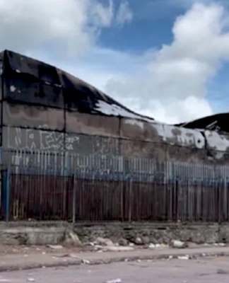 The charred ruins of Gerehu's central shopping district