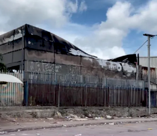 The charred ruins of Gerehu's central shopping district
