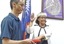 President Hilda Heine being sworn in