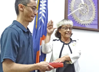 President Hilda Heine being sworn in