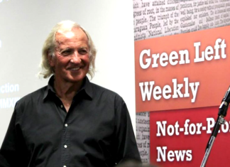 Australian journalist John Pilger addressing a Green Left-hosted public forum in 2014