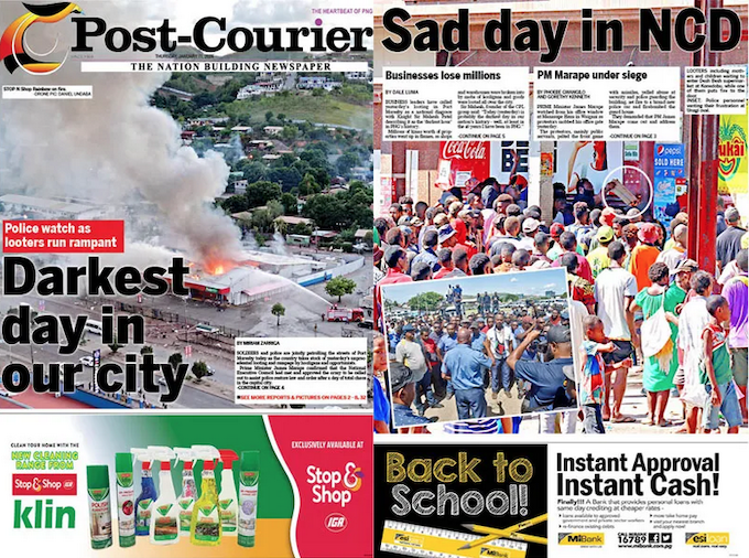 How the PNG Post-Courier reported the looting 11 Jan 24