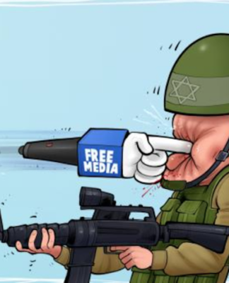 Journalists need to ‘take a stand’ over the Gaza carnage after latest killings A Palestinian cartoon . . . media truth to power