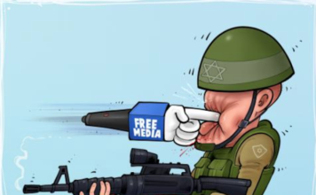 A Palestinian cartoon . . . media truth to power
