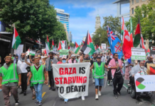 A protest calling for an immediate Gaza ceasefire in Auckland, New Zealand, last Sunday