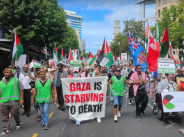 A protest calling for an immediate Gaza ceasefire in Auckland, New Zealand, last Sunday