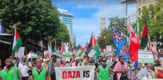 A protest calling for an immediate Gaza ceasefire in Auckland, New Zealand, last Sunday