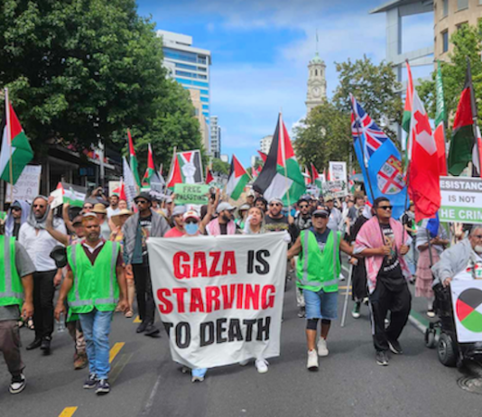 A protest calling for an immediate Gaza ceasefire in Auckland, New Zealand, last Sunday