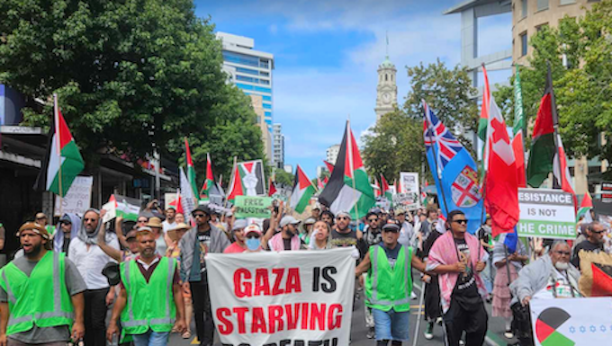 A protest calling for an immediate Gaza ceasefire in Auckland, New Zealand, last Sunday