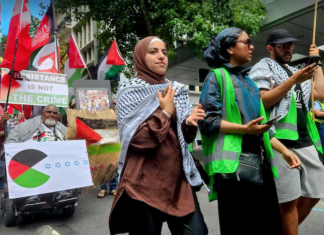 Pro-Palestinian protesters calling for an immediate ceasefire