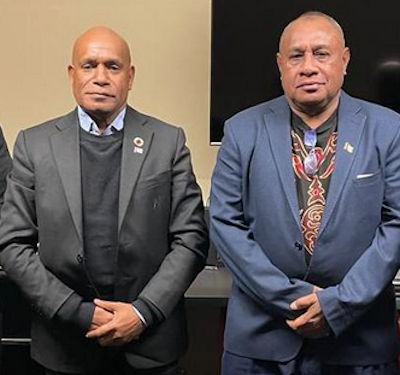 ULMWP's president Benny Wenda (left) and prime minister Edison Waromi