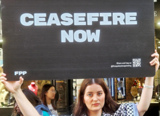 An Australian solidarity protester for Gaza