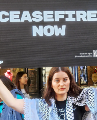 An Australian solidarity protester for Gaza