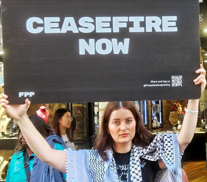 An Australian solidarity protester for Gaza