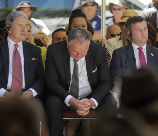 Coalition government partners New Zealand First's Winston Peters (from left), Shane Jones and ACT's David Seymour
