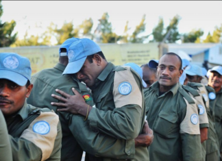 Fiji troops celebrating International Peacekeepers Day