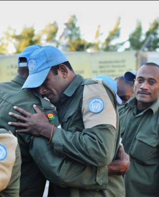 Bainimarama slams Fiji’s support for Israeli occupation of Palestine as ‘disturbing’ Fiji troops celebrating International Peacekeepers Day