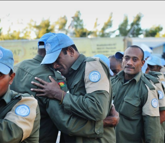 Fiji troops celebrating International Peacekeepers Day