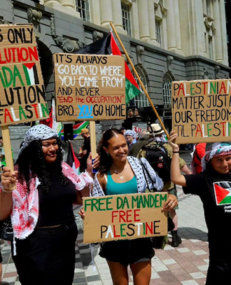 Pacific Islanders protesting for an immediate ceasefire to Israel's War on Gaza