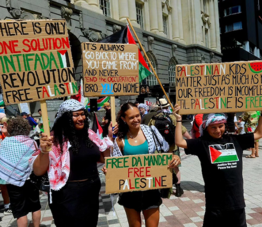 Pacific Islanders protesting for an immediate ceasefire to Israel's War on Gaza