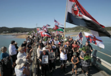 The Hikoī crosses over to Waitangi