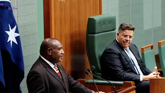 Marape thanks Australia for providing an ‘anchor’ for independent PNG PNG Prime Minister James Marape addressing the Australian Federal Parliament
