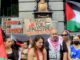 A Pacific cohort at the Palestinian solidarity rally and march at Te Komititanga Square today