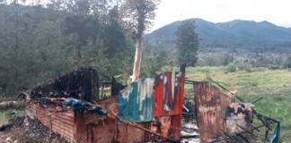 A burnt out Papuan home in Puncak regency