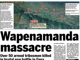 How the PNG Post-Courier reported the Wapenamanda massacre in Enga province today 20Feb24