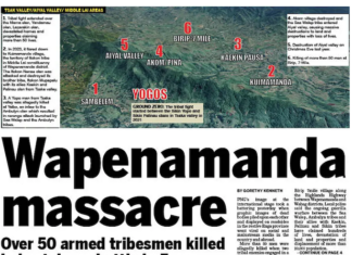 How the PNG Post-Courier reported the Wapenamanda massacre in Enga province today 20Feb24