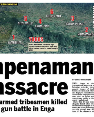 How the PNG Post-Courier reported the Wapenamanda massacre in Enga province today 20Feb24