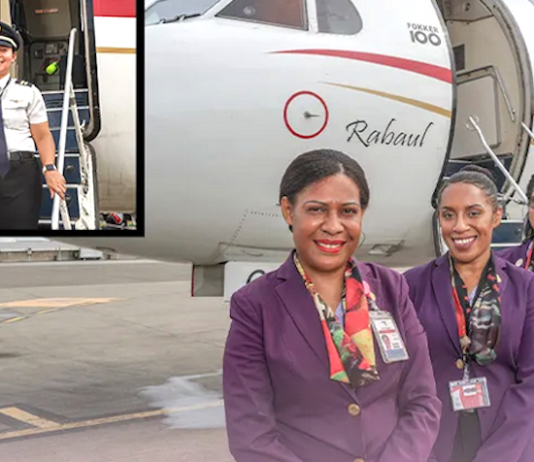 Celebrating International Women's Day in Papua New Guinea today with an all-women flight crew to Cairns