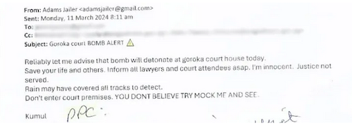 The emailed bomb threat