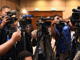 A Fiji news conference in Suva during Media Freedom Day last year